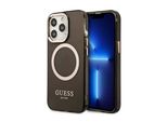 Guess Guhmp13Lhtcmk Custodia Rigida Per Iphone 13 Pro / 13 6.1 Nero/Nero Contorno Oro Traslucido Magsafe
