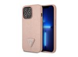 Guess Guhcp14Lpsatlp Custodia Rigida Per Iphone 14 Pro 6.1 Rosa/Rosa Logo Saffianotriangle