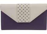 Pelle Delle Contee Orientali - Portafoglio In Pelle "Donna"" Con Inserto A Contrasto EL374 (Taglia Unica) (Viola/Avorio)"