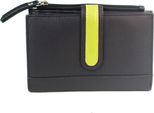Eastern Counties Leather - Portafoglio In Pelle A Contrasto Per Donna EL424 (Taglia Unica) (Nero/Lime)