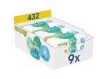 Pampers Harmonie Aqua Salviette Per Bambini, (9 X 48 Pezzi), Protezione Delicata Per La Pelle Morbida Con Il 99% Di Acqua, 432 Salviette