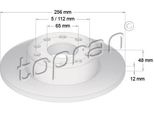 Topran 110 080 - Oe 1K0 615 601AC Disco Freno, Asse Posteriore Per A3 (8P), Toledo Iii (5P2), Altea (5P), Superb Ii (3T), Octavia Ii (1Z), Touran (1T), Scirocco, Jetta Iii (1K2), Golf Vi, Golf V (1K), Golf Plus (5M), Caddy Iii (2C, 2K)