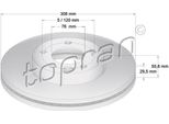 Topran 110 428 - Oe 7E0 615 301D Disco Freno, Assale Anteriore Per T6, T5, Touareg (7L)