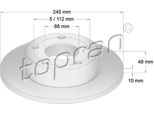 Topran 109 525 - Oe 8D0 615 601A Disco Freno, Asse Posteriore Per A4 (8D), Passat (3B)