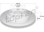 Topran 111 290 - Disco Freno Oe 7L6 615 601D, Asse Posteriore Per Q7 (4L), Cayenne (92A), Cayenne (9PA), Touareg (7L), Touareg (7P)
