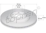 Topran 113 008 - Oe 8K0 615 301E Disco Freno, Asse Anteriore Per A4 (8K), A5 (8T), Q5 (8R)