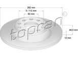 Topran 115 893 - Oe 5Q0 615 601G Disco Freno, Asse Posteriore Per A3 (8P), Q3 (8U), Alhambra (710, 711), Altea (5P), Leon (1P1), Toledo Iii (5P2), Octavia Ii (1Z), Superb Ii (3T), Yeti (5L), Cc (358), Eos (1F), Golf Plus (5M), Golf V (1K), Golf Vi, Jetta Iii (1K2), Passat (3C), Passat (365, 362), Passat Cc (357), Sharan (7N), Tiguan (5N), Touran (1T)