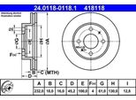 Ate 24.0118-0118.1 - Oe 40206 0M602 Disco Freno Per Almera I (N15)