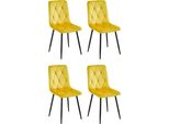 Sedia Da Pranzo Casadolce Melko, Set Di 4, Giallo, 43X54X91 Cm, Imbottita, Cuciture Decorative Su Schienale E Seduta, 120 Kg. Capacità Di Carico