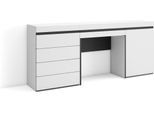 Tavolo Da Toeletta, 177X75X35Cm, Con Cassetto, Cassettiera, Bianco