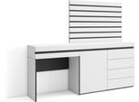 Tavolo Da Toeletta, 177X35X145Cm, Con Cassetto, Cassettiera, Pannelli Decorativi, Bianco