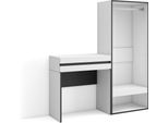 Consolle Ingresso, 130X35X145Cm, Con Cassetto, Armadio Aperto, Bianco