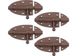 Alberts 821944 Serratura A Chiavistello Duravis®, Con Maniglia Rotonda, Rivestimento Duplex Marrone Ruggine, Piastra 112 X 72, Bullone Ø 16 Mm, Set Da 4