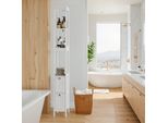 Mobile Alto Stretto, Mobile Da Bagno Con 2 Cassetti E 3 Ripiani, 20Lx30Lx160Hcm, Bianco