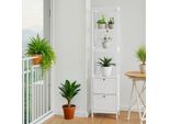 Mobile Alto Stretto, Mobile Da Bagno Con 2 Cassetti E 3 Ripiani, 40Lx30Lx160Hcm, Bianco