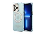 Guess Guhmp13Lhtcmb Custodia Rigida Per Iphone 13 Pro / 13 6.1 Blu/Blu Profilo Oro Traslucido Magsafe
