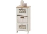 Cassettiera HWC-O75, Cassettiera, 3 Cassetti Cestino In Legno Melaminico 63X30X30Cm ~ Bianco-Naturale