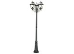 Lampada Da Terra Per Esterni 3Flame (Altezza 230 Cm) Oro Nero, Vetro Trasparente