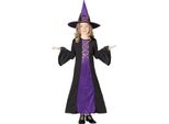 Strega Halloween Magia Cappello Abito Costume Incantesimi Look Gotico Bambini Accessori Magici Gioia Mistica Divertimento Spaventoso Festival, Taglia: 128/134 Colore: Nero