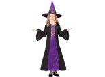 Strega Halloween Magia Cappello Abito Costume Incantesimi Look Gotico Bambini Accessori Magici Gioia Mistica Divertimento Spaventoso Festival, Taglia: 110/116 Colore: Nero
