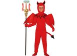 Demone Ali Cappuccio Coda Tuta Bambini Halloween Costume Diavolo Ruolo Fantasia Rosso Nero Divertimento Diabolico, Taglia: 110/116 Colore: Rosso