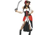 Pirata Avventuriera Costume Di Carnevale Tricorno Corsaro Marinaio Cappotto Avventura, Taglia: 38 - 40 (M) Colore: Nero