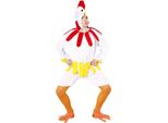 Animale Fantasia Tuta Pollo Costume Carnevale Divertimento Celebrazione Bianco Rosso Giallo Festa Evento Adulti Unisex Costume Umoristico Ali Festive Con Cappuccio, Taglia: 52 - 54 (L) Colore: Bianco