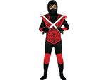 Costume Di Carnevale Da Guerriero Ninja Rosso Nero Con Cappuccio Costume Di Carnevale Da Samurai Combattente Focoso Mimetico Costume Per Bambini Top Pantaloni Maschera, Taglia: 98/104 Colore: Rosso