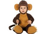 Animale Carnevale Tuta Con Cappuccio E Orecchie Scimmia Costume Coda Scarpette Look Delicato Divertente Outfit Bambino, Taglia: 86/92 Colore: Marrone