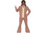 Completo Da Festa Anni '70 Con Motivo A Rombi Costume Di Carnevale Pantaloni Svasati Abito Vintage Retrò, Taglia: 48 - 50 (M) Colore: Multicolore