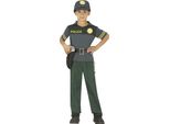 Polizia Avventura Uniforme Cappello Camicia Cintura Pantaloni Costume Carnevale Gioco Di Ruolo Eroico Fiabesco Carnevale Verde Elementi, Taglia: 128/134 Colore: Verde
