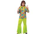 Costume Da Carnevale Hippie Colorato Flower Power Anni Sessanta Design Psichedelico Look Vintage Abbigliamento Funky Flower Power Autentico Stile Retrò, Taglia: 48 - 50 (M) Colore: Verde