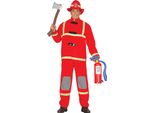 Pompiere Eroe Carnevale Costume Party Outfit Missione Di Salvataggio Pompieri Adventure Design, Taglia: 54 - 56 (Xl) Colore: Rosso