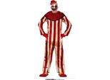 Clown Inquietante Figura Halloween Horror Rosso Sangue Bianco Spaventoso Brivido Costume Spavento Masquerade Incubo Tenebre Circo Turbolento, Taglia: 52 - 54 (L) Colore: Beige