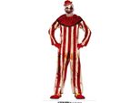 Clown Figura Raccapricciante Halloween Horror Rosso Sangue Bianco Spaventoso Brivido Costume Spavento Masquerade Incubo Tenebre Circo Turbolento, Taglia: 48 - 50 (M) Colore: Beige
