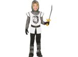 Costume Da Cavaliere Guerriero Medievale Indumento Elmo Nero Bianco Drago Carnevale Storico Avventura Indumento Epico Gioco Di Ruolo Fantasy, Taglia: 14 - 16 Anni Colore: Bianco