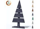 Floranica Albero Di Natale In Legno Naturale 60X27Cm Antracite Decorazione Natalizia Per Interni Ed Esterni Albero In Legno Di Larice Fatto A Mano