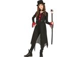Magico Cappello Mantello Ringmaster Motivo Teschio Giocoso Mondo Fantasy Costume Teatro Magia Ispirazione Avventura Gioco Eleganza Rosso Nero Festa Bambini, Taglia: 110/116 Colore: Nero