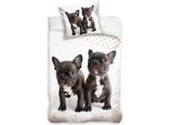Carbotex Cotone 140X200 Bulldog Francese Psi Bianco Nero Federa 70X90 C24
