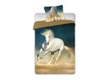 Faro Biancheria Da Letto In Cotone 140X200 Cavallo Bianco Al Galoppo Cavalli 001 Federa Per Ragazzi 70X90