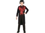 Vampiro Halloween Costume Bambini Nobile Giacca Rosso Gilet Classico Papillon Perfetto Spaventoso Notte Carnevale Costume Spaventoso Conte Camicia Pantaloni Cappotto Nero, Taglia: 110/116 Colore: Nero
