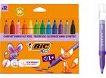 Bic 517250 Penne Con Punta In Fibra Bic Kids Comfort Jumbo, Confezione Da 12 Pz
