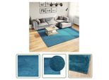 The Living Store Tappeto Oviedo A Pelo Corto Turchese 240X240 Cm