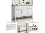 The Living Store Credenza Floro Bianco 114X43X74 Cm In Legno Di Pino Massiccio