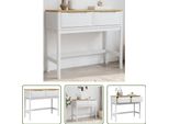 The Living Store Tavolo Consolle Floro White 89,5X36,5X73 Cm In Legno Di Pino Massiccio