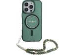 Guess Iml Glitter Con Cinturino Perlato Magsafe - Custodia Per Iphone 16 Pro (Verde)