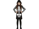 Scheletro Halloween Costume Bambini Vestito Cappuccio Spaventoso Festa Carnevale, Taglia: 98/104 Colore: Nero