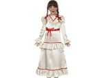 Costume Da Bambola Di Halloween Con Fronzoli Spaventosi Maxi Abito A Maniche Lunghe Rosso Bianco Da Festa Per Bambini, Taglia: 98/104 Colore: Bianco