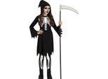 Scheletro Costume Halloween Fantasia Spaventoso Completo, Taglia: 128/134 Colore: Nero