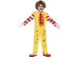 Clown Halloween Spaventoso Divertimento Costume Bambini Spaventoso Design Rosso Giallo Classe, Taglia: 98/104 Colore: Giallo